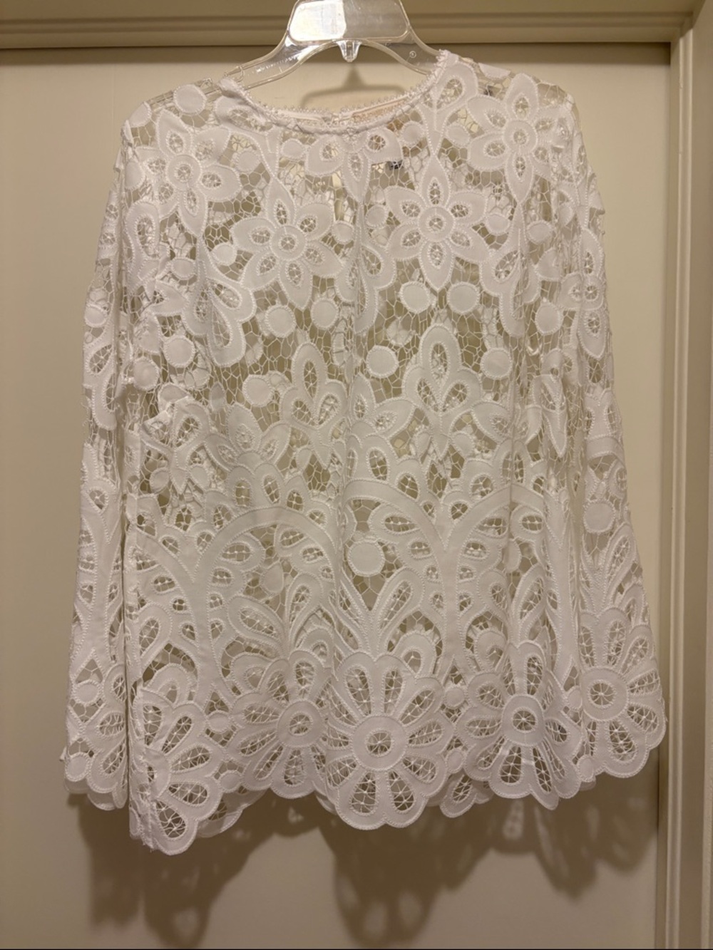 Johnny Was Cream and White Embroidered Lace Top